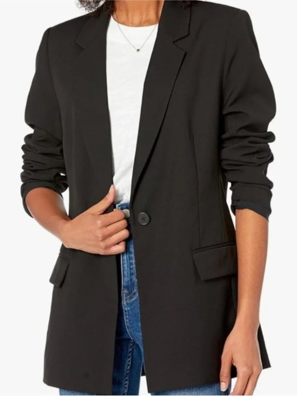 The Drop Black Single-Button Blazer